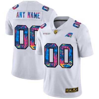 Carolina Panthers Custom Men's White Nike Multi-Color 2020 NFL Crucial Catch Limited NFL Jersey